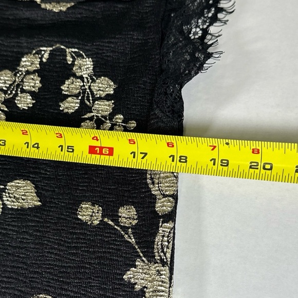 LuLaRoe elegant women’s size small black “SHEER” top With Gold Flowers - Picture 7 of 9